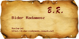 Bider Radamesz névjegykártya